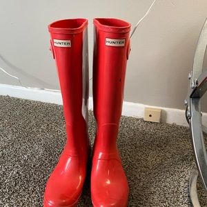 Pink hunter rain boots